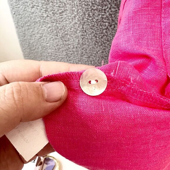 (Defect) Christopher Calvin Blouse Women's Top Plus Size 2X Fuchsia Linen USA - Picture 12 of 12